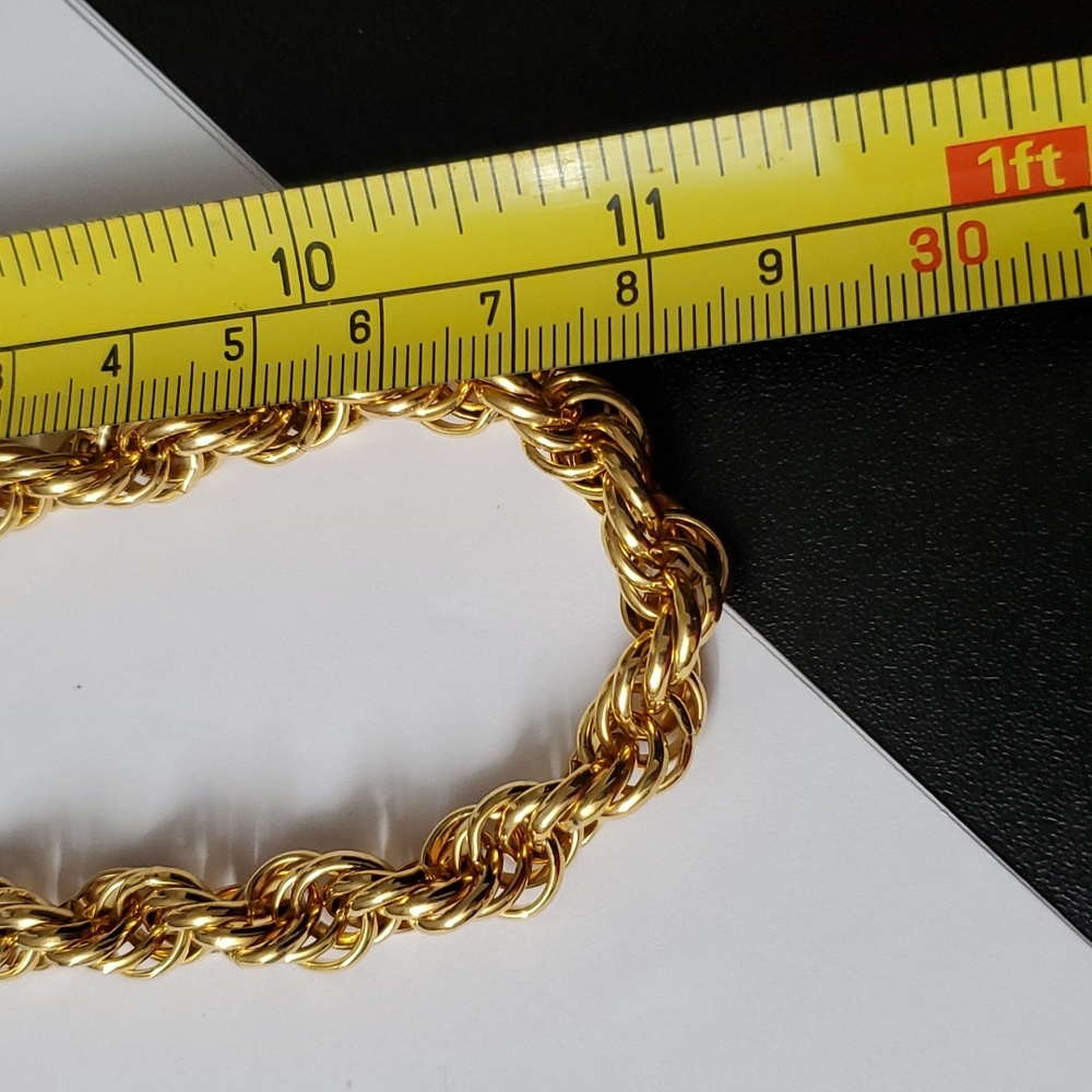 Stamped 18K Gold Rope Twisted Rope Italian Plated Necklace - Picture 4 of 6